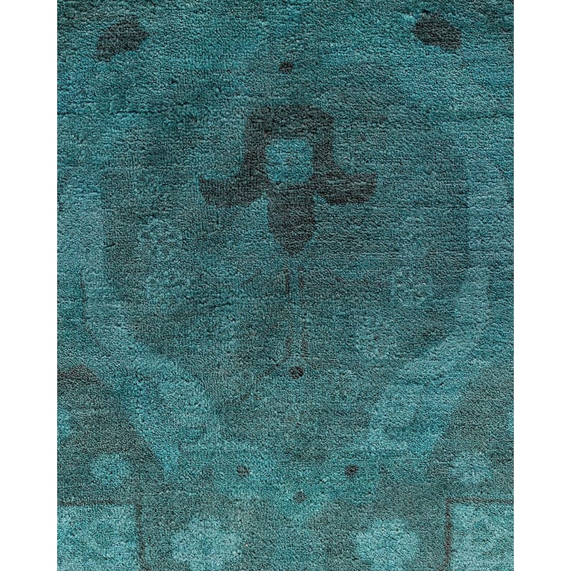 Overdyed, One-of-a-Kind Hand-Knotted Area Rug - Blue - 12' 2" x 15' 1"