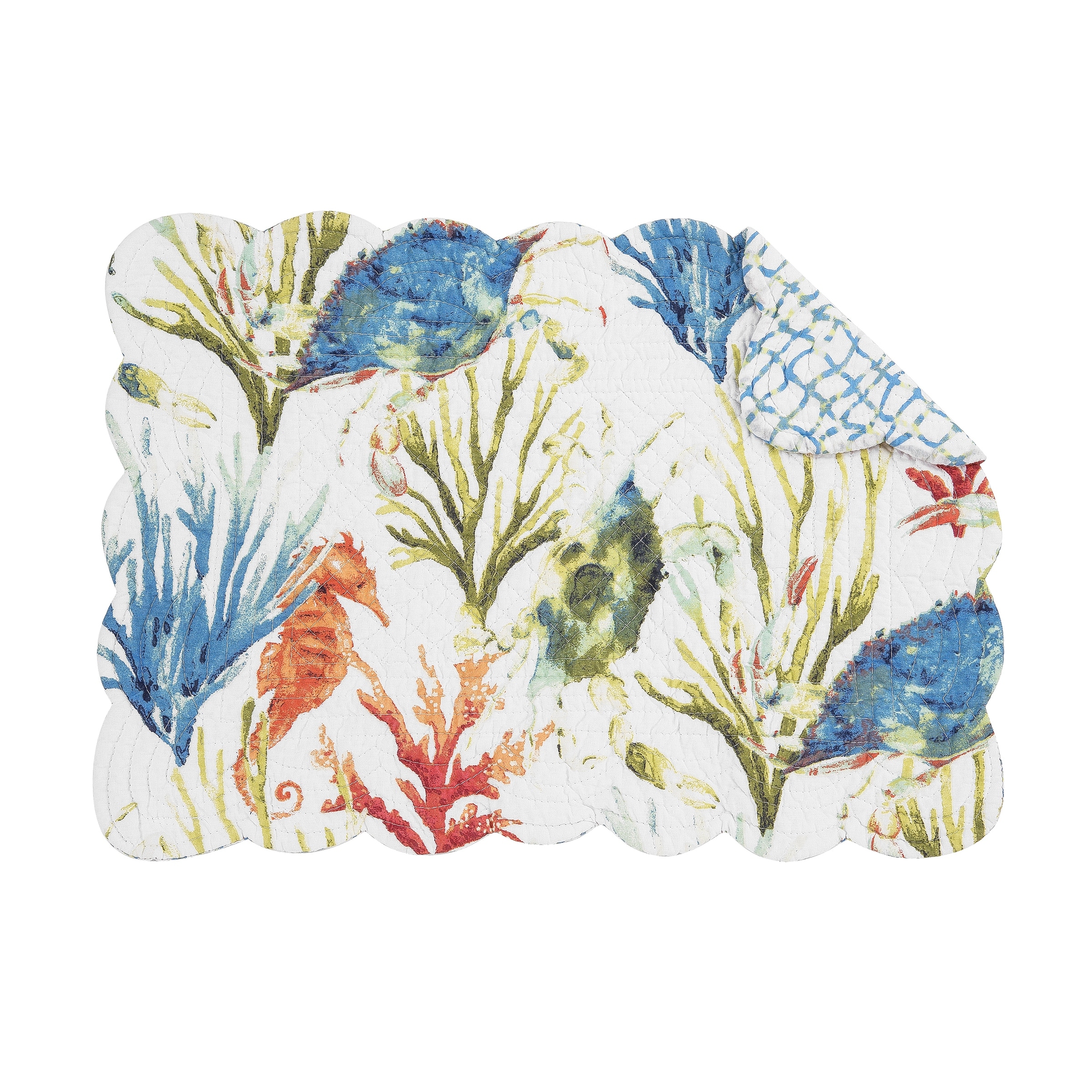 Marino Quilted Reversible Colorful Coastal Placemat Set of 6 - Set of 6