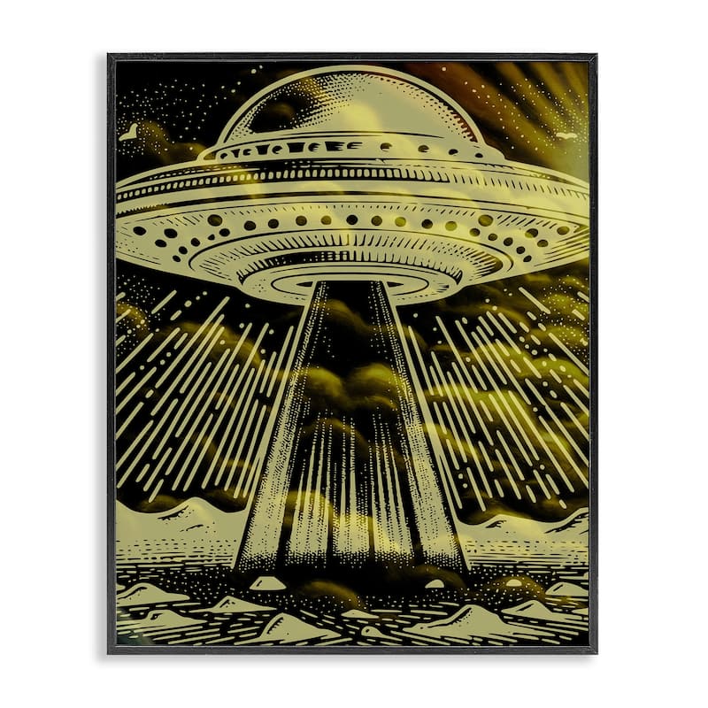 Stupell Mysterious Alien UFO Framed Giclee Art Design By Jesse Keith - 16 x 20 - Black