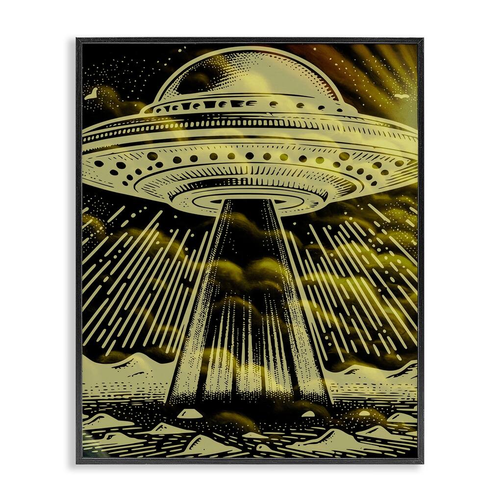 Stupell Mysterious Alien UFO Framed Giclee Art Design By Jesse Keith