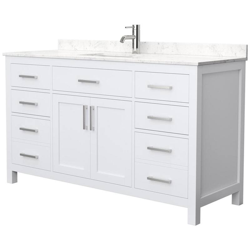 Wyndham Collection WCG242460SCCUNSMXX Beckett 60" Free Standing Single - White / Carrara Cultured Marble Top / Brushed - Painted
