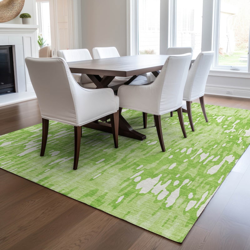 Machine Washable Indoor/ Outdoor Modern Watercolor Chantille Rug
