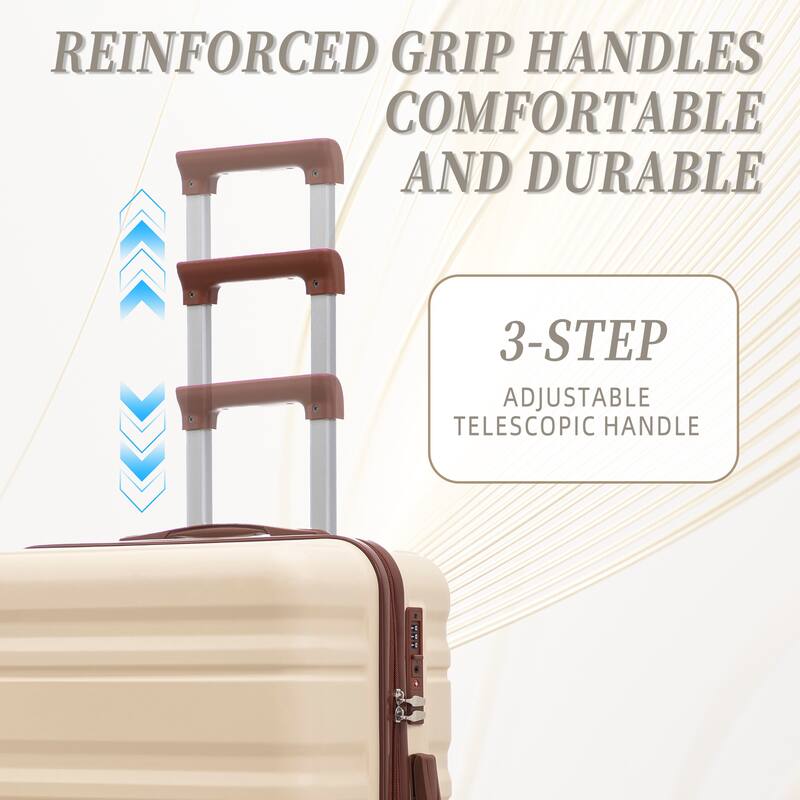 3 Piece Luggage Set Carry on Suitcase with ABS hardshell, Spinner Wheels & TSA Combination Lock