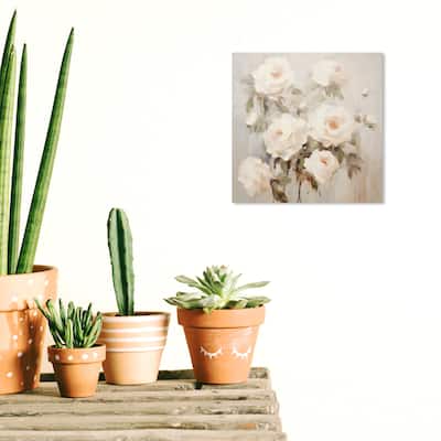 Wynwood Studio Canvas Classic and Figurative A Painting of my Flowers White and Cream White Country Wall Art Canvas Print