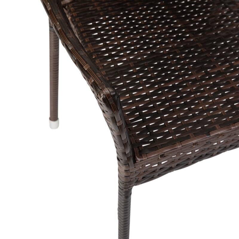 All Weather Commercial Grade PE Rattan Stacking Patio Chairs - 4 Pack
