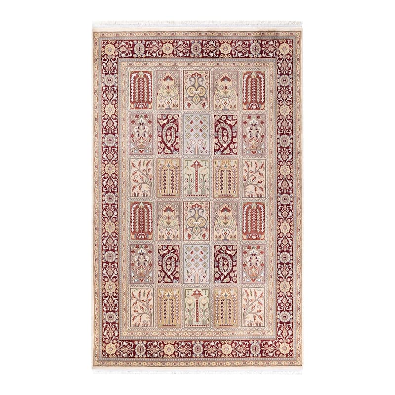 Overton Hand Knotted Wool Vintage Inspired Traditional Mogul Ivory Area Rug - 8' 3" X 5' 2"