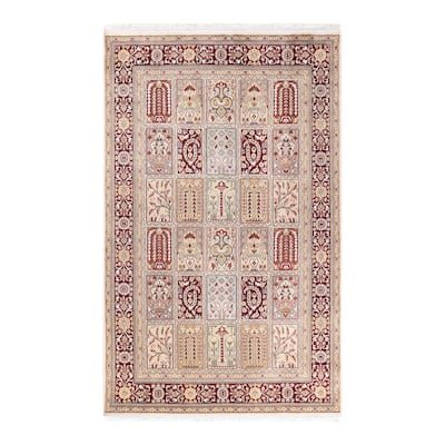 Overton Hand Knotted Wool Vintage Inspired Traditional Mogul Ivory Area Rug - 8' 3" X 5' 2"