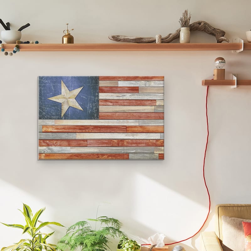 Wooden Flag by Suzanne Cruise Creative Services Canvas Art Print