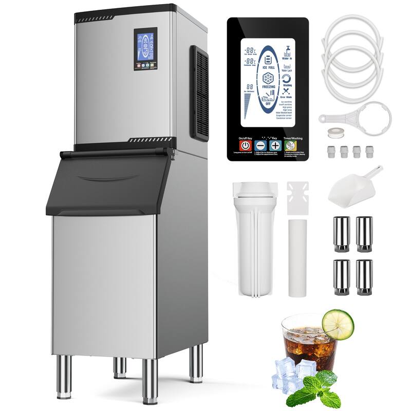 Commercial Ice Machine Industrial 550LBS/1 Day Ice Maker with 350 Storage Bin