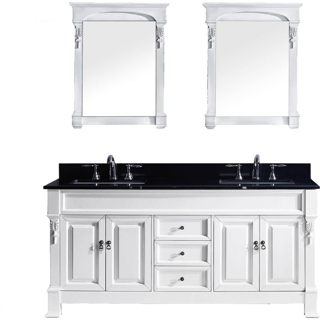 Huntshire 72-inch Double Bathroom Vanity Set Black Granite Top