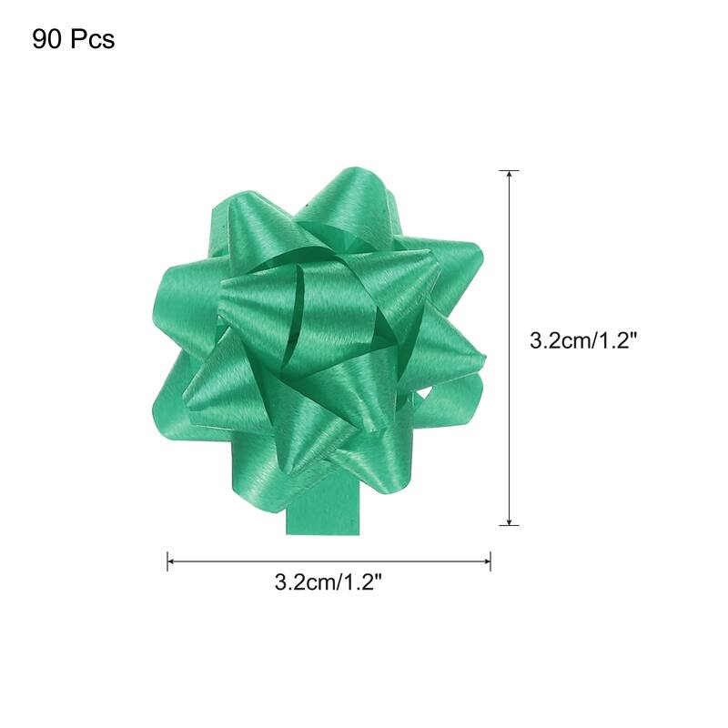 90pcs 1 1/4" Mini Star Gift Bows Christmas Bows for Gift Wrapping - Green