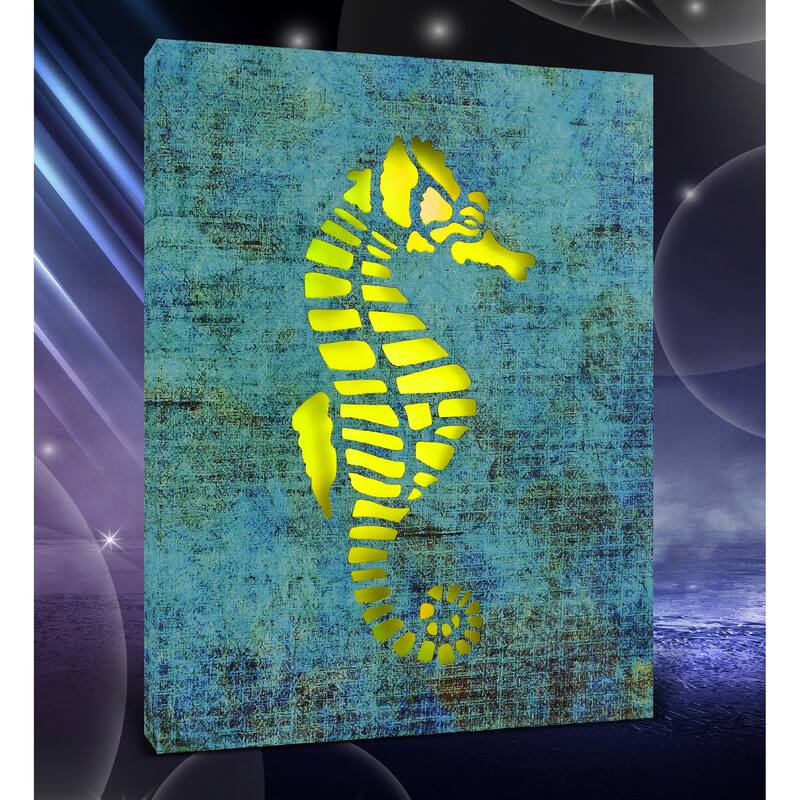 CoTa Global Seahorse Light Up LED Wall Art - Changing Color LED Light - 15.75Lx11.9Wx1H inches
