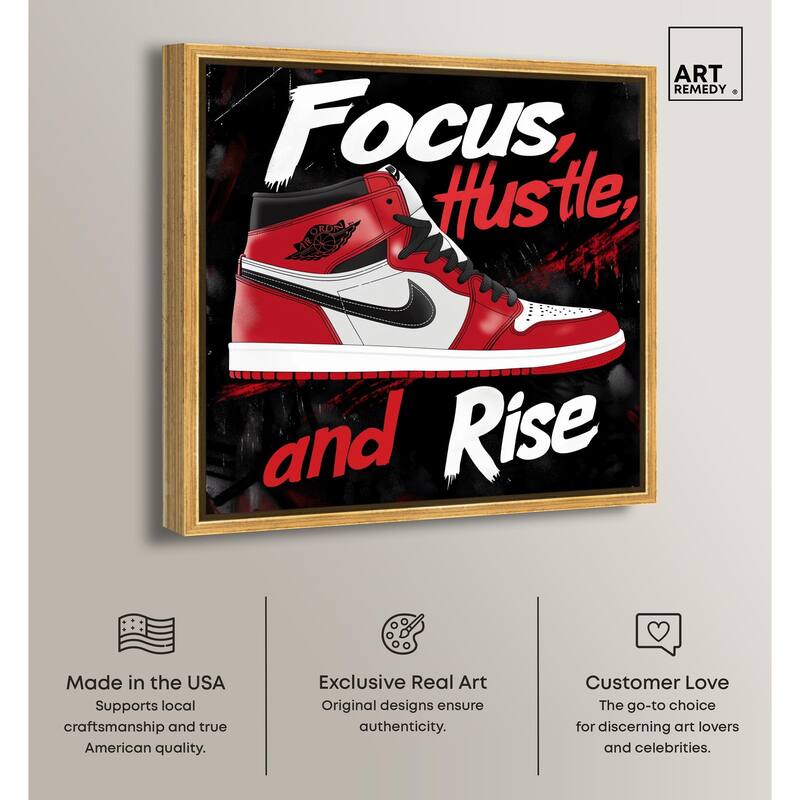 Hustle and Rise Sneaker Red Canvas by Art Remedy