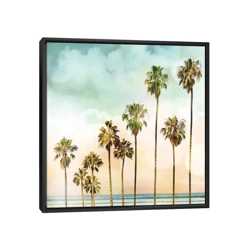 iCanvas "Beach Palms I" by Devon Davis Framed Canvas Print - Black - 18x18