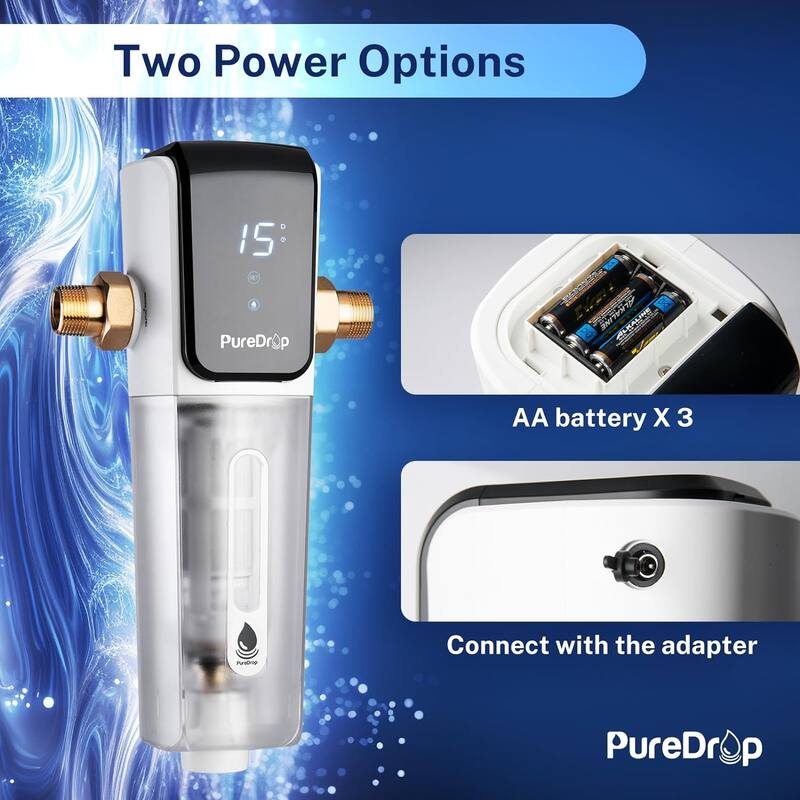 PureDrop PDRARB50WSP Spin Down Sediment Water Filter, Auto Flushing