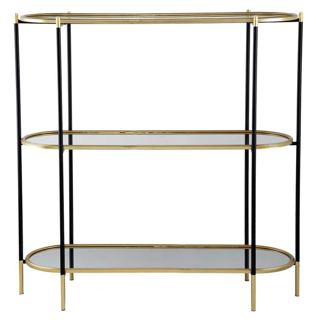 3-Tier Mirrored Oval Console Table - 50" - Gold and Black