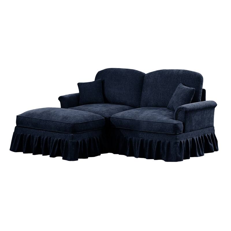Chaise Lounge Sofa Loveseat Couch with Movable Ottoman, Elegant Loveseat Sofa Couch with Flared Armrests