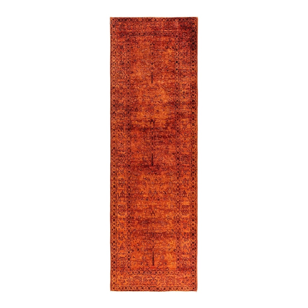 Vibrance One-of-a-Kind Hand-Knotted Runner Rug - Orange, 3' 1" x 9' 10" - 3' 1" x 9' 10"