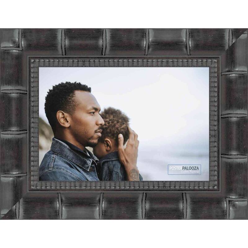 11x20 Black Wide Bamboo Picture Frame - UV Acrylic, Foam Board Backing, Hanging Hardware