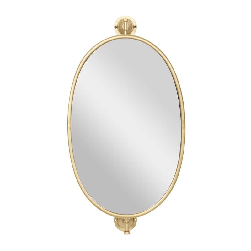 Metal Swivel Oval Wall Mirror - Gold or Black - Roche River Decor - Gold