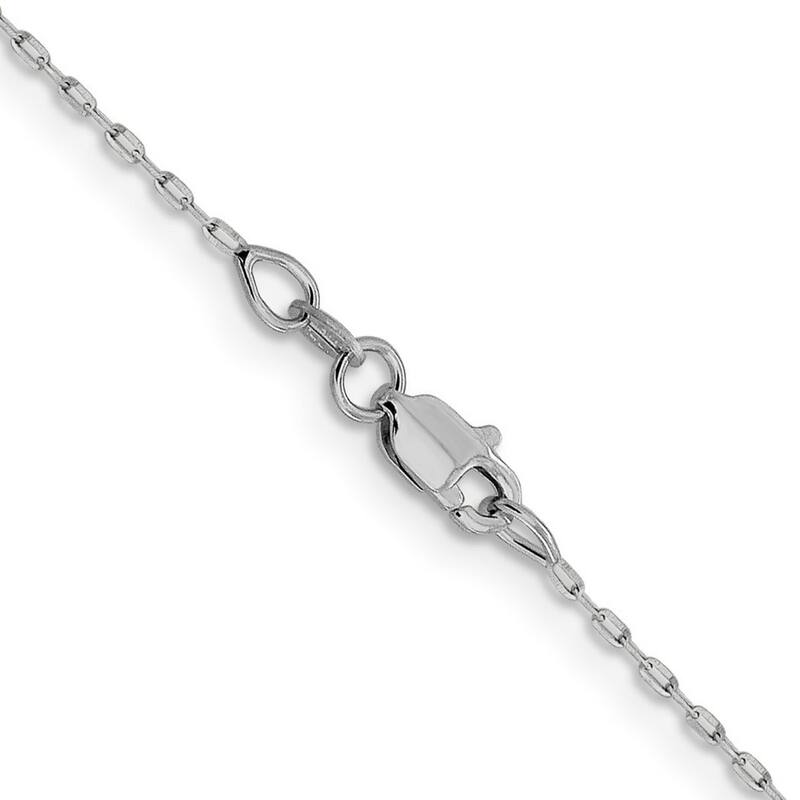 Curata 14k White Gold 1mm Diamond Cut Open Long Link Cable Chain Necklace