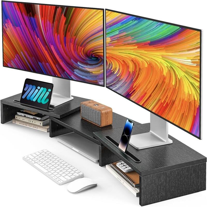 Stand Riser for 2 Monitors - Black