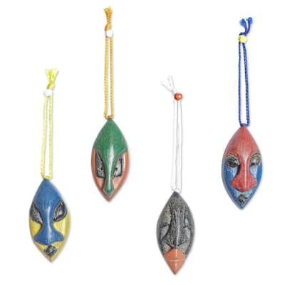 Novica Handmade Okwonko Wood Ornaments (Set Of 4)