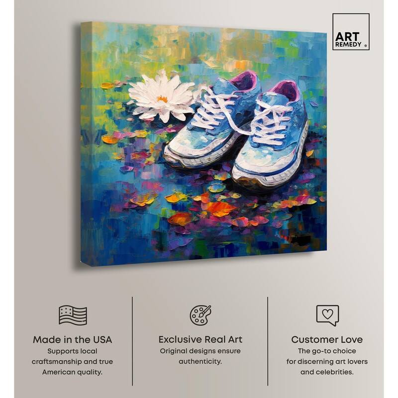 Lily Pad Sneakers Canvas by Art Remedy, Gallery Wrapped