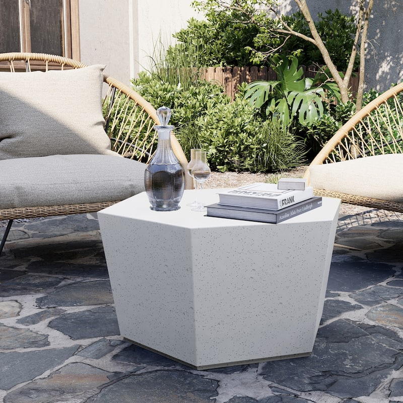 Patio Watcher 28 Inches Hexagonal Concrete Side Table for Indoor and Outdoor Use - 28" x 28"