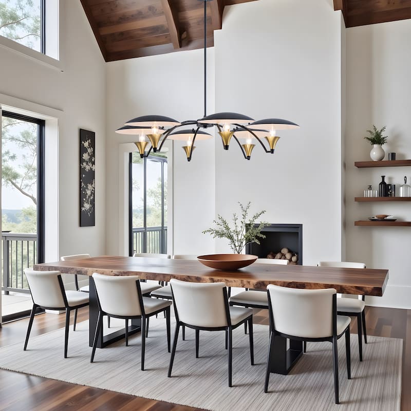 Starsky 6-Light Modern Unique Black&Gold Round Chandelier