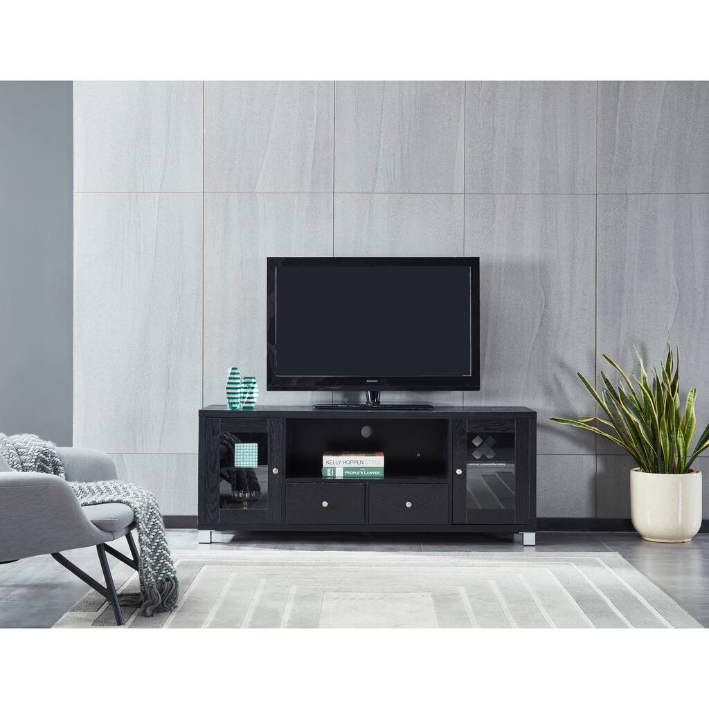 58" TV Stand with Open Shelf, Cabinets & Drawers