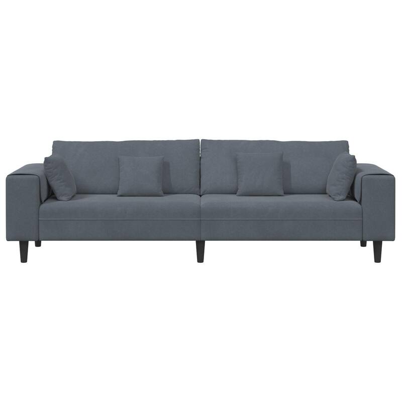 vidaXL Velvet Sofa with Cushion with Pillow Black/Dark Grey 208 cm Velvet