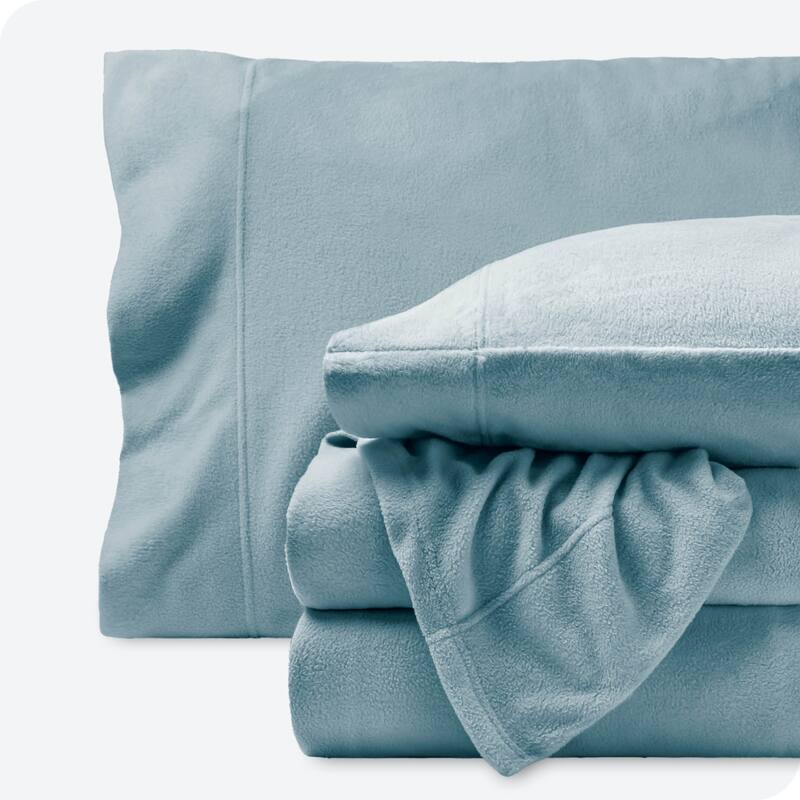 Bare Home Polar Fleece Deep Pocket Sheet Set - Light Blue - Queen