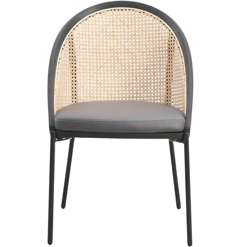 Urbane Modern Stylish Dining Chair with Vinyl Fabric Seat and Wicker Back for Dining Room & Kitchen, Set of 4
