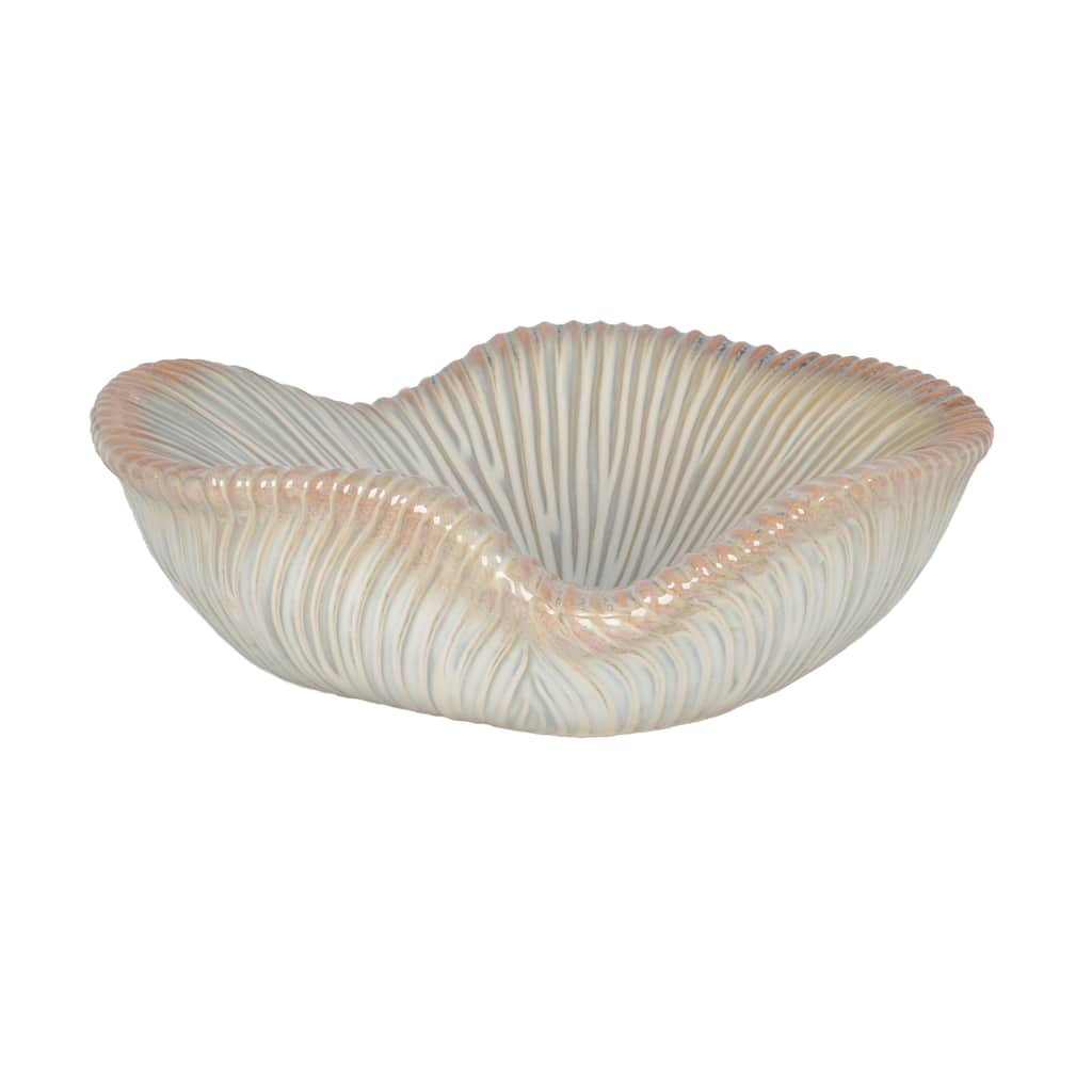 Ceramic Bowl Chiseled Textured Design Decorative Home Accent