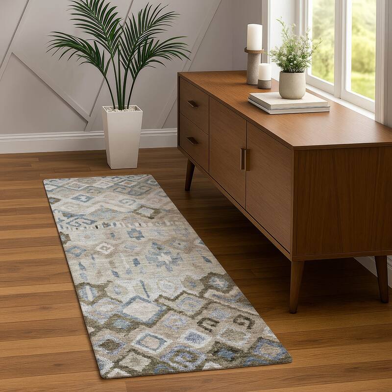 Machine Washable Indoor/ Outdoor Boho Moroccan Chantille Rug