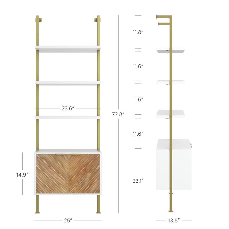 Nathan James Theo Open Shelf Industrial Bookcase with Drawers or Cabinets