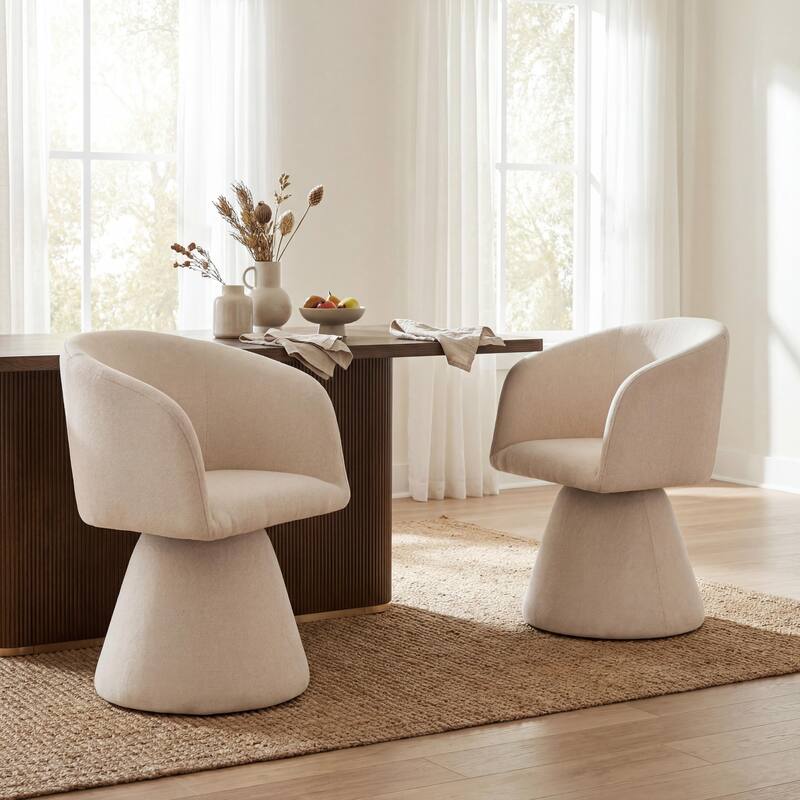 Christopher Knight Home - 180° Swivel Upholstered Dining Chairs with Metal Frame (Set of 2)