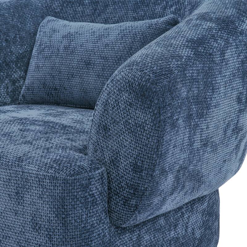 Set of 2 Chenille Upholstered Swivel Barrel Accent Chair with Solid Wood Base for Living Room