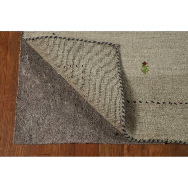 Hand Knotted Oriental 100% Wool Carpet Tribal Animal Pictorial Beige & Ivories Gabbeh Area Rug - 4' 11'' X 3' 1''