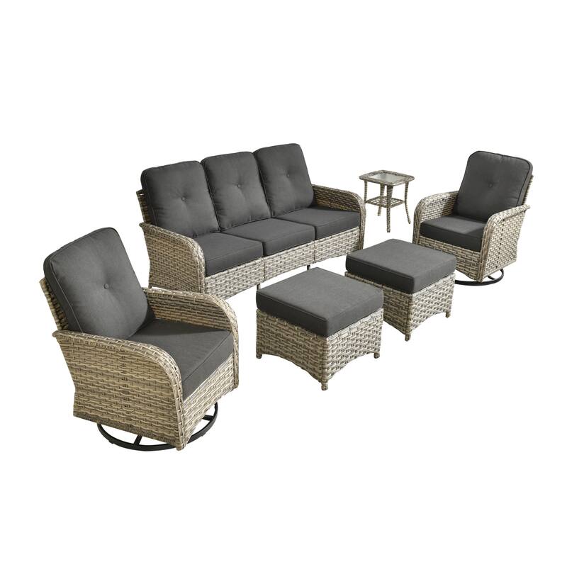 OVIOS 6-piece Patio Wicker Conversation Furniture Set