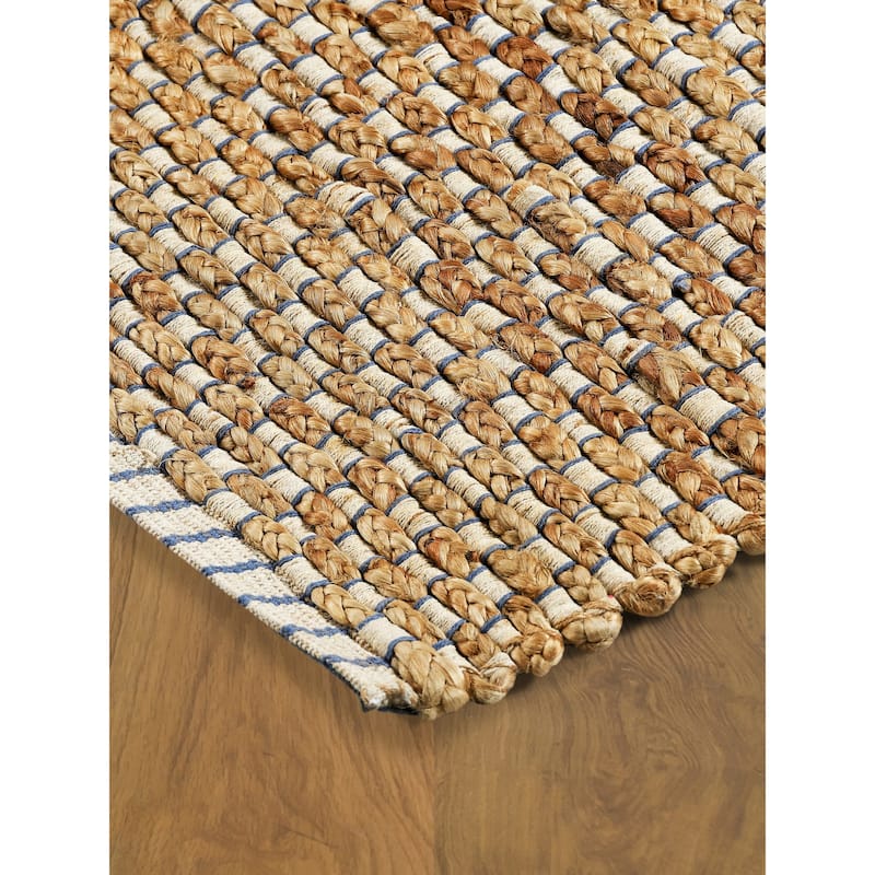 Nevaeh Coastal Blue/Ivory Woven Jute Indoor Area Rug by Sevita