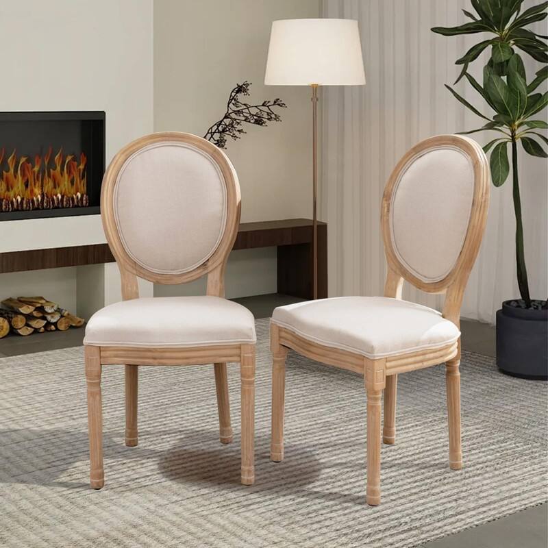 Upholstered French Style Nailhead Dining Chairs(Set of 4)