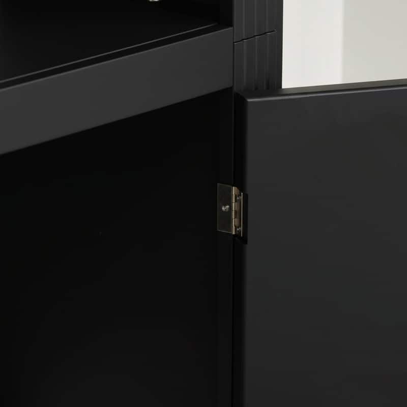 78.75" Tall 3-Piece Bookcase Set with Adjustable 5-Color LED Light, Retro Glass Display Shelves for Living Room or Office