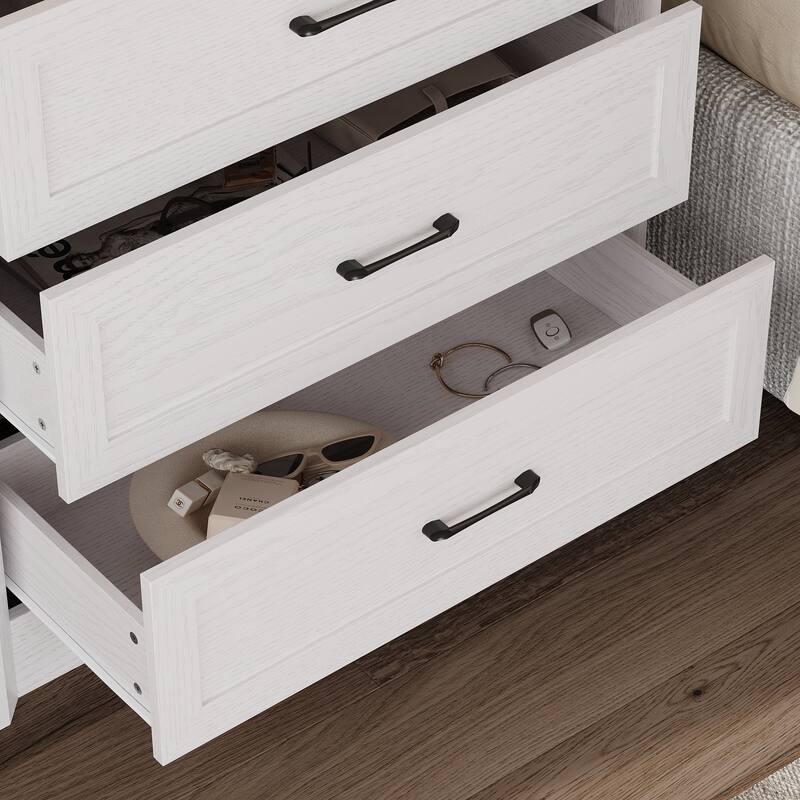 Modern 3-Drawer Wood Dresser for Bedroom, Wide Storage Chest with Metal Handles, Nightstand Cabinet