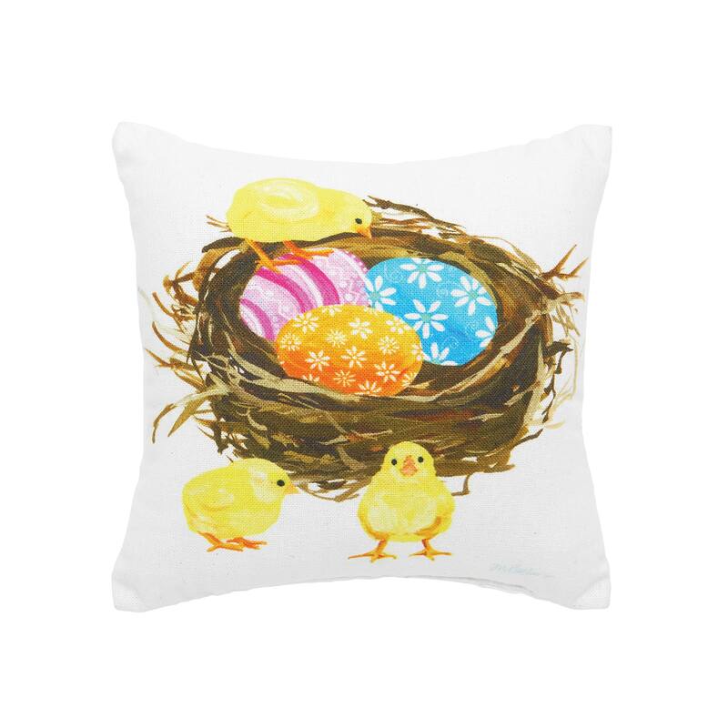 8" x 8" Chicks & Nest Easter Printed Throw Pillow