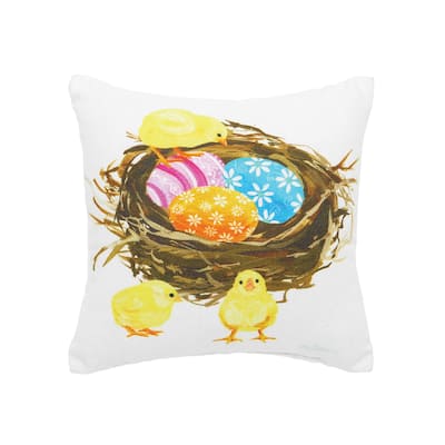 8" x 8" Chicks & Nest Easter Printed Throw Pillow