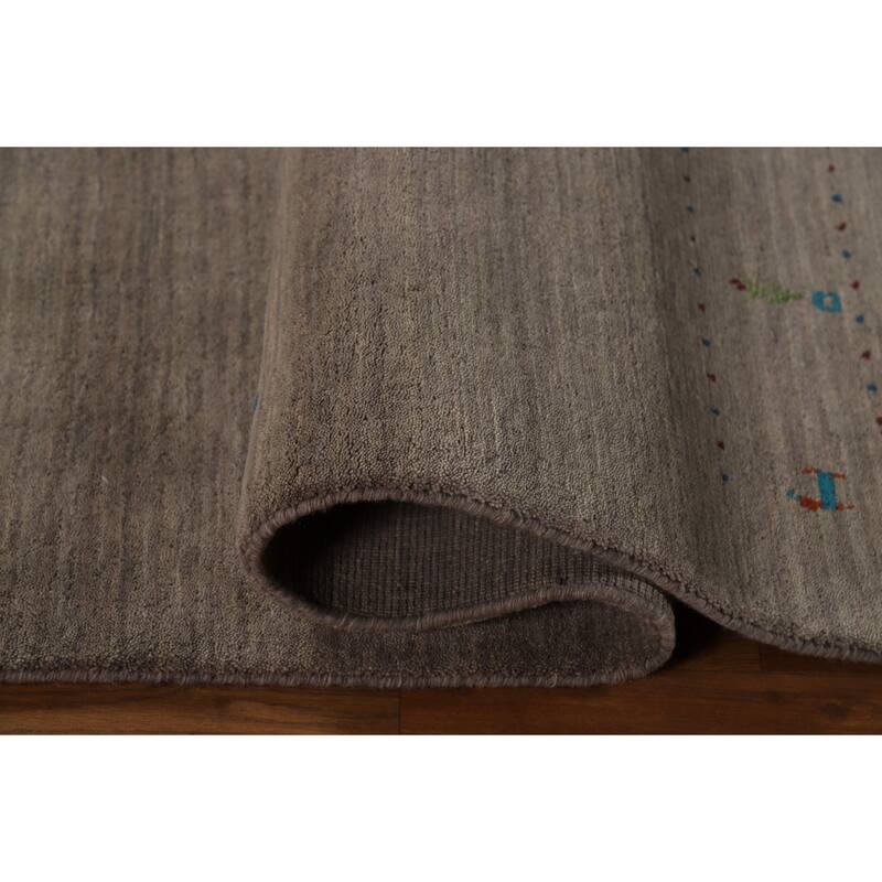 Gabbeh Modern Area Rug Handmade Grey Tribal Wool Carpet - 5'3" x 7'6"