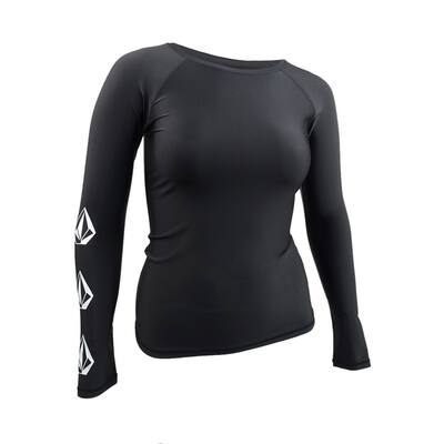 Volcom Women's Long-Sleeve Rash-Guard Cover-Up (L, Black)