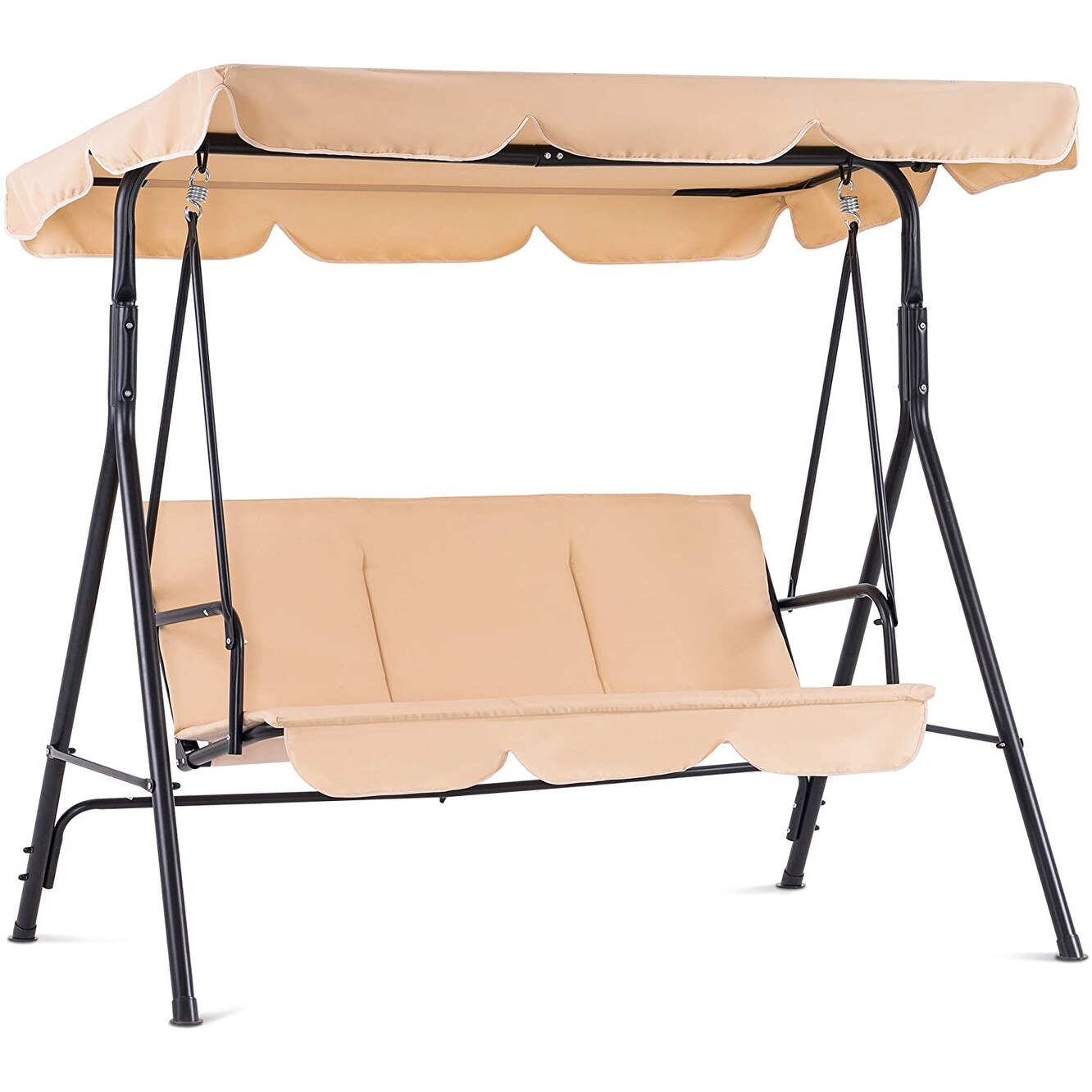 Mcombo 3 Person Outdoor Patio Swing Chair Convertible Canopy Hanging Swing Glider Lounge Chair Removable Cushions 4003 Overstock 32623427